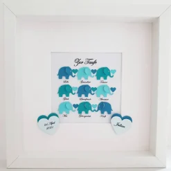 Taufgeschenk ,personalisiertes Geschenk Baby, Taufe, Geburt, Junge, Elefanten mit Wünschen