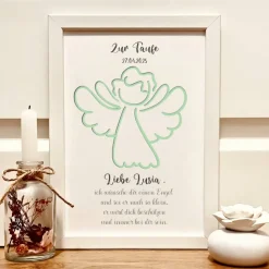 Taufgeschenk personalisiert Schutzengel – Geldgeschenk & Deko zur Taufe für Mädchen & Jungen