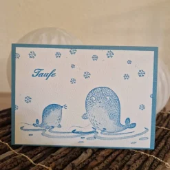 Taufkarte / Taufgeschenke / Taufeinladung / Robbe / Sterne / Glückwünsche zur Taufe / Geschenke zur Taufe / Taufe