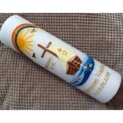 Taufkerze - Boot - Arche - Mädchen - Kerze - Taufe - Handarbeit - keine Folie - inkl. Wachsbeschriftung