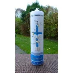 Taufkerze - Kreuz - Mädchen - Junge - Kerze - Taufe - Handarbeit - keine Folie - inkl. Wachsbeschriftung