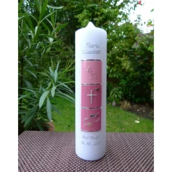 Taufkerze Alpha Omega Kreuz Ichtys Fische Wasser Mädchen Taufe Handarbeit keine Folie handgearbeite Wachsverzierungen