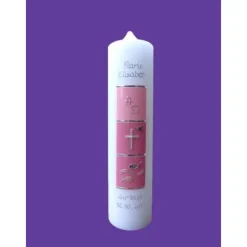 Taufkerze Alpha Omega Kreuz Ichtys Fische Wasser Mädchen Taufe Handarbeit keine Folie handgearbeite Wachsverzierungen