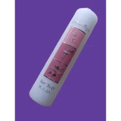 Taufkerze Alpha Omega Kreuz Ichtys Fische Wasser Mädchen Taufe Handarbeit keine Folie handgearbeite Wachsverzierungen