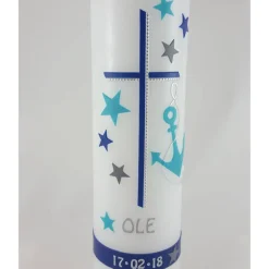 Taufkerze Anker, türkis