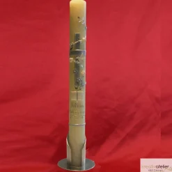 Taufkerze Bienenwachs mit Kreuz zweifarbig, Taube und Blumenranke, Taufkerze für Mädchen Jungen personalisierbar