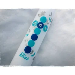 Taufkerze blau, mit Engel, für Jungs