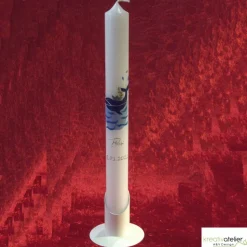 Taufkerze blau mit Wal, Wellen und Schiff, wunderschöne handverzierte Taufkerze für Jungen Walfisch, personalisierbar