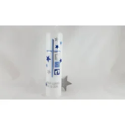 Taufkerze blau, silber