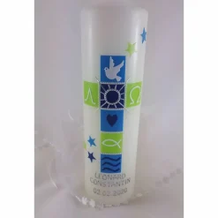 Taufkerze für Jungs, blau grün