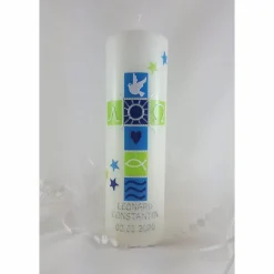 Taufkerze für Jungs, blau grün