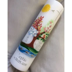 Taufkerze  Jahreszeiten  Lebensbaum  Baum  Mädchen  Junge - Kerze -Taufe - Handarbeit - keine Folie - inkl. Wachsbeschri