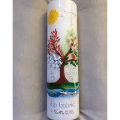 Taufkerze  Jahreszeiten  Lebensbaum  Baum  Mädchen  Junge - Kerze -Taufe - Handarbeit - keine Folie - inkl. Wachsbeschri