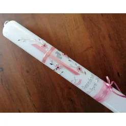 Taufkerze Kommunionkerze Kommunionskerze Kreuz Ranke Füße Blumen Mädchen Jungen - Farbwünsche möglich