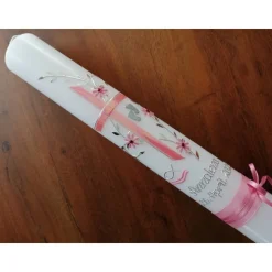Taufkerze Kommunionkerze Kommunionskerze Kreuz Ranke Füße Blumen Mädchen Jungen - Farbwünsche möglich