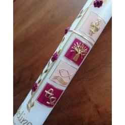 Taufkerze Kommunionkerze Kommunionskerze Mädchen Engel Ranke Sonne Lebensbaum Ichthys Alpha Omega - Farbwünsche möglich