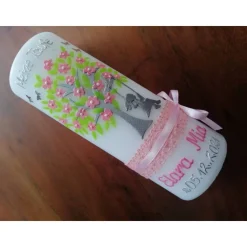 Taufkerze Kommunionkerze Kommunionskerze Mädchen Lebensbaum Baum Schaukel modern klassisch Farbwünsche möglich