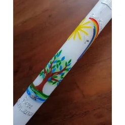 Taufkerze Kommunionkerze Kommunionskerze Junge Mädchen Lebensbaum Baum Kreuz Taube Sonne Regenbogen Farbwünsche möglich