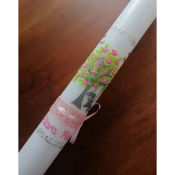 Taufkerze Kommunionkerze Kommunionskerze Mädchen Lebensbaum Baum Schaukel modern klassisch Farbwünsche möglich