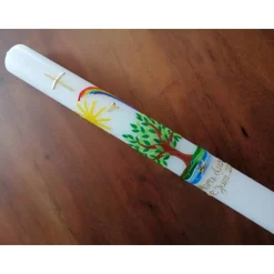 Taufkerze Kommunionkerze Lebensbaum Baum Mädchen Junge Handarbeit keine Folie inkl. Wachsbeschriftung Namensgebung freie