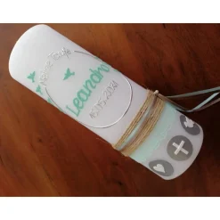 Taufkerze Kreuz Herz Taube Junge Mädchen Taufe Handarbeit keine Folie handgearbeite Wachsverzierungen u. Beschriftungen