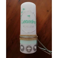 Taufkerze Kreuz Herz Taube Junge Mädchen Taufe Handarbeit keine Folie handgearbeite Wachsverzierungen u. Beschriftungen