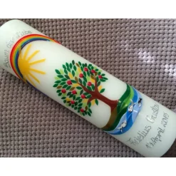 Taufkerze  Lebensbaum  Baum  Mädchen  Junge  Kerze -Taufe - Handarbeit - keine Folie - inkl. Wachsbeschriftung