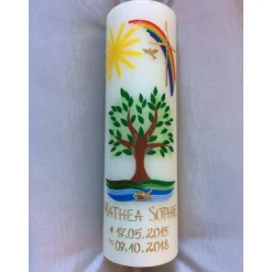 Taufkerze  Lebensbaum  Baum  Mädchen  Junge  Kerze -Taufe - Handarbeit - keine Folie - inkl. Wachsbeschriftung