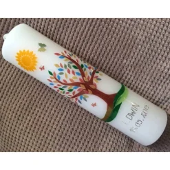 Taufkerze  Lebensbaum  Baum  Mädchen  Junge  Kerze -Taufe - Handarbeit - keine Folie - inkl. Wachsbeschriftung