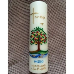 Taufkerze  Lebensbaum  Baum  Mädchen  Junge  Kerze -Taufe - Handarbeit - keine Folie - inkl. Wachsbeschriftung