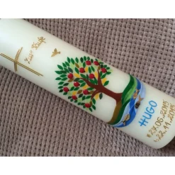 Taufkerze  Lebensbaum  Baum  Mädchen  Junge  Kerze -Taufe - Handarbeit - keine Folie - inkl. Wachsbeschriftung