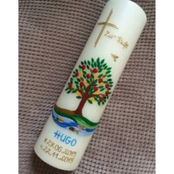 Taufkerze  Lebensbaum  Baum  Mädchen  Junge  Kerze -Taufe - Handarbeit - keine Folie - inkl. Wachsbeschriftung