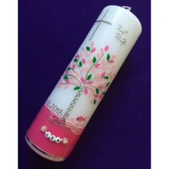 Taufkerze  Lebensbaum  Baum  Mädchen  Junge  Kerze - Taufe - Handarbeit - keine Folie - Buchstabenperlen - Wachsbeschrif