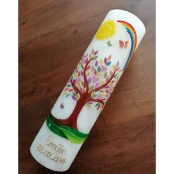 Taufkerze  Lebensbaum mit 25% Bienenwachs handgeknetet sehr edel