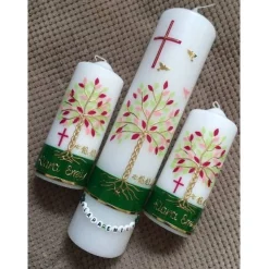 Taufkerze Lebensbaum -Set mit Namenskette