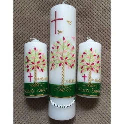 Taufkerze Lebensbaum -Set mit Namenskette