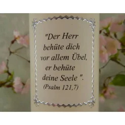 Taufkerze Mädchen Lebensbaum silber blau Baum des Lebens Regenbogen Namenskette Name Datum Spruch individualisierbar