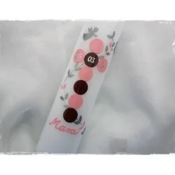 Taufkerze Mädchen, rosa braun, verspielt