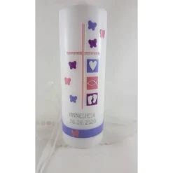 Taufkerze Mädchen, rosa, lila, verspielt, Schmetterling