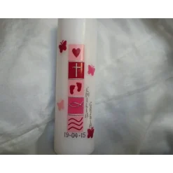 Taufkerze Mädchen, Schmetterling, rosa, pink