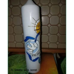 Taufkerze mit Kreisen incl. Namen und Datum