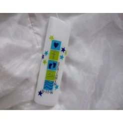 Taufkerze oval, für Jungen, sehr modern