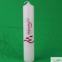 Taufkerze Pax, Fische und Wellen mit Schriftzug „Zur Taufe“, Taufkerze für Mädchen Jungen, personalisierbar