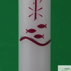 Taufkerze Pax, Fische und Wellen mit Schriftzug „Zur Taufe“, Taufkerze für Mädchen Jungen, personalisierbar