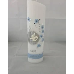 Taufkerze personalisiert Kreuz Blumenranke Taube