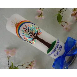 Taufkerze personalisiert mit Name & Datum – Handgemachte Unikatkerze zur Taufe