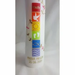 Taufkerze Regenbogen, gold