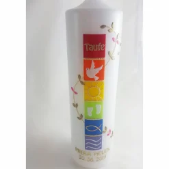 Taufkerze Regenbogen, gold