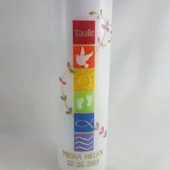 Taufkerze Regenbogen, gold
