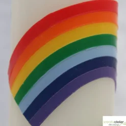Taufkerze Regenbogen, Taube und Wellen, wunderschöne schlanke Taufkerze für Jungen oder Mädchen, personalisierbar